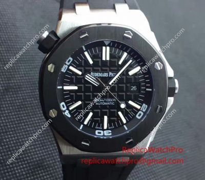 Copy Audemars Piguet Royal Oak Black Bezel SS Case Watch